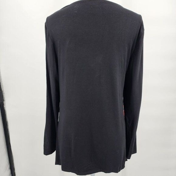 CHICO'S Floral Tulip Hem Top Blouse Mixed Media Size 1 (Medium) EUC - Picture 3 of 7